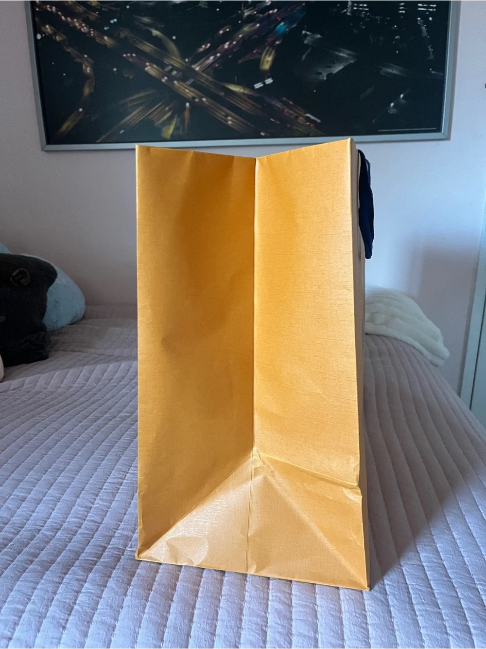 Louis Vuitton Orange Shopping Tote with Blue Handles